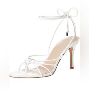 White and Tan Strappy‎ High Heel Sandals